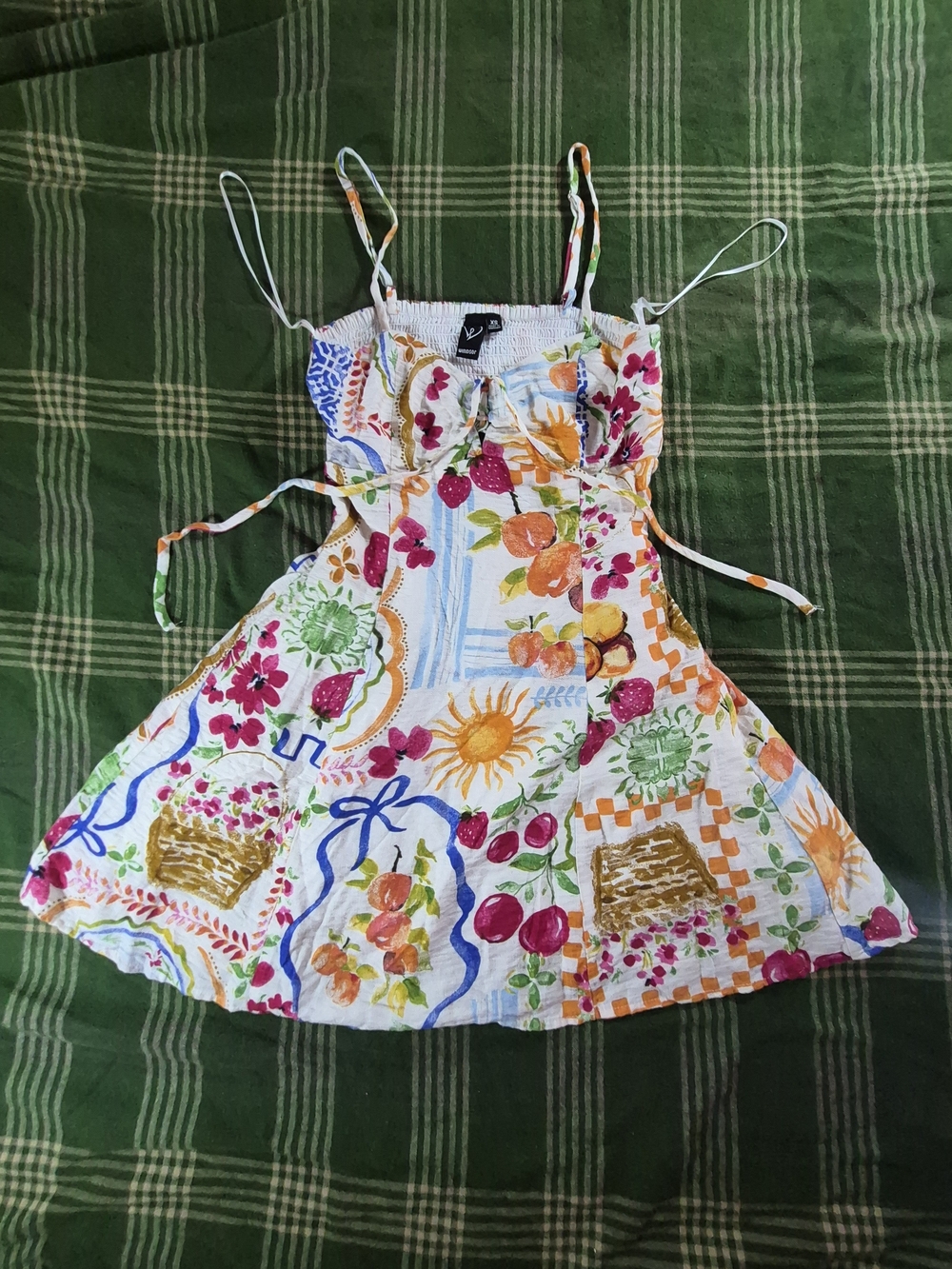 Windsor White Floral & Fruit Print Mini Dress